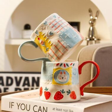 Hand-painted cute breakfast coffee ceramic mugs crockery