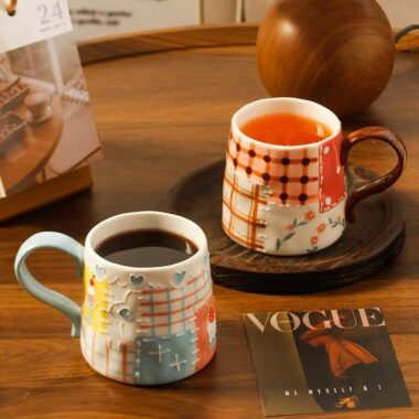 Hand-painted cute breakfast coffee ceramic mugs crockery