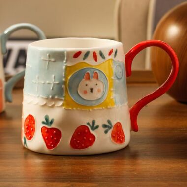 Hand-painted cute breakfast coffee ceramic mugs crockery