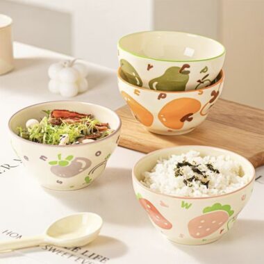 Cute underglaze fruit-pattern ceramic bowls crockery