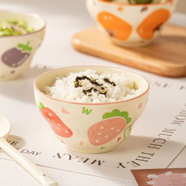 Cute underglaze fruit-pattern ceramic bowls crockery