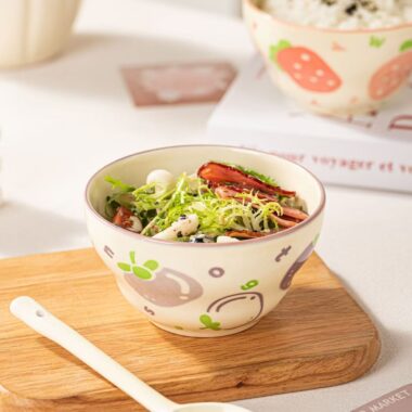 Cute underglaze fruit-pattern ceramic bowls crockery