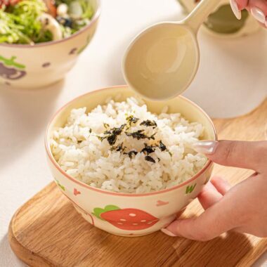 Cute underglaze fruit-pattern ceramic bowls crockery