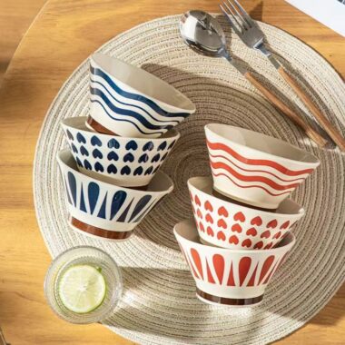 Elegant elevated footed ceramic bowls crockery for home