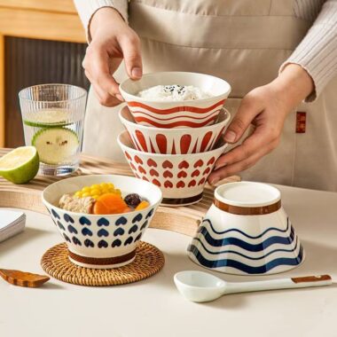 Elegant elevated footed ceramic bowls crockery for home