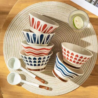 Elegant elevated footed ceramic bowls crockery for home