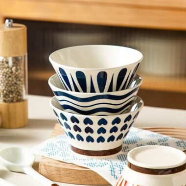 Elegant elevated footed ceramic bowls crockery for home