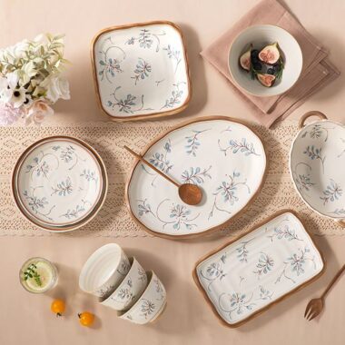 French vintage orchid ceramic dinner sets crockery for homes