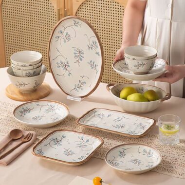 French vintage orchid ceramic dinner sets crockery for homes