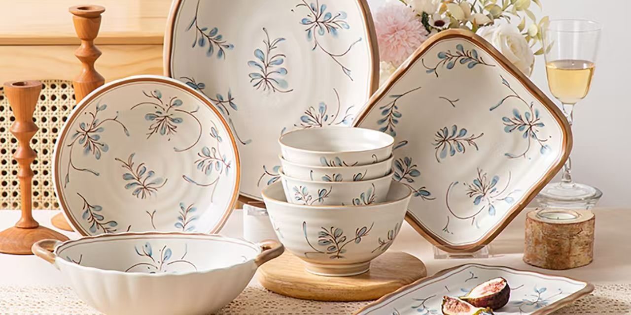 French vintage orchid ceramic dinner sets crockery for homes