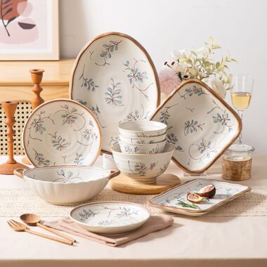 French vintage orchid ceramic dinner sets crockery for homes