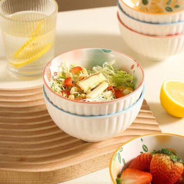 Fresh hand-painted home ceramic rice soup salad bowls crockery