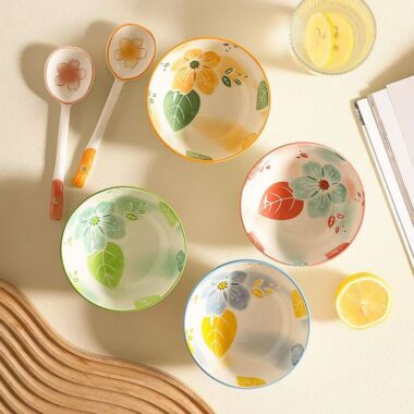 Fresh hand-painted home ceramic rice soup salad bowls crockery