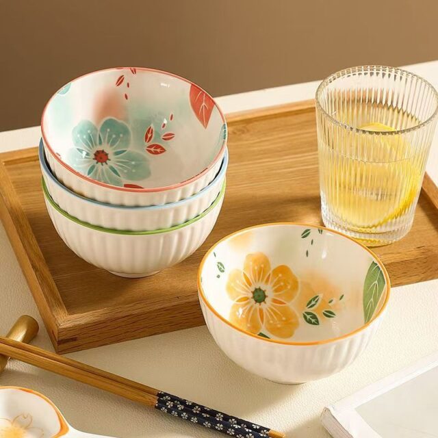 Fresh hand-painted home ceramic rice soup salad bowls crockery