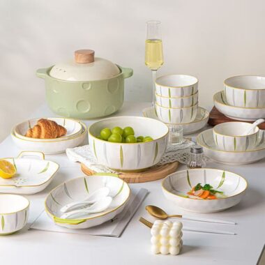 Fresh underglaze ceramic dinner sets crockery for home