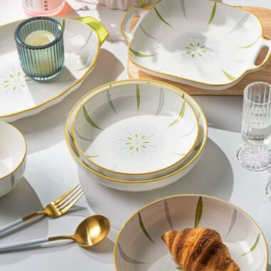 Fresh underglaze ceramic dinner sets crockery for home