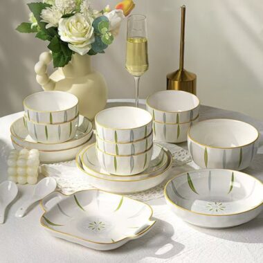 Fresh underglaze ceramic dinner sets crockery for home