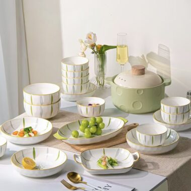Fresh underglaze ceramic dinner sets crockery for home