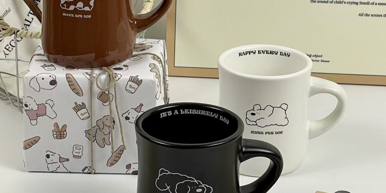 Korean-style frosted puppy ceramic coffee mugs crockery