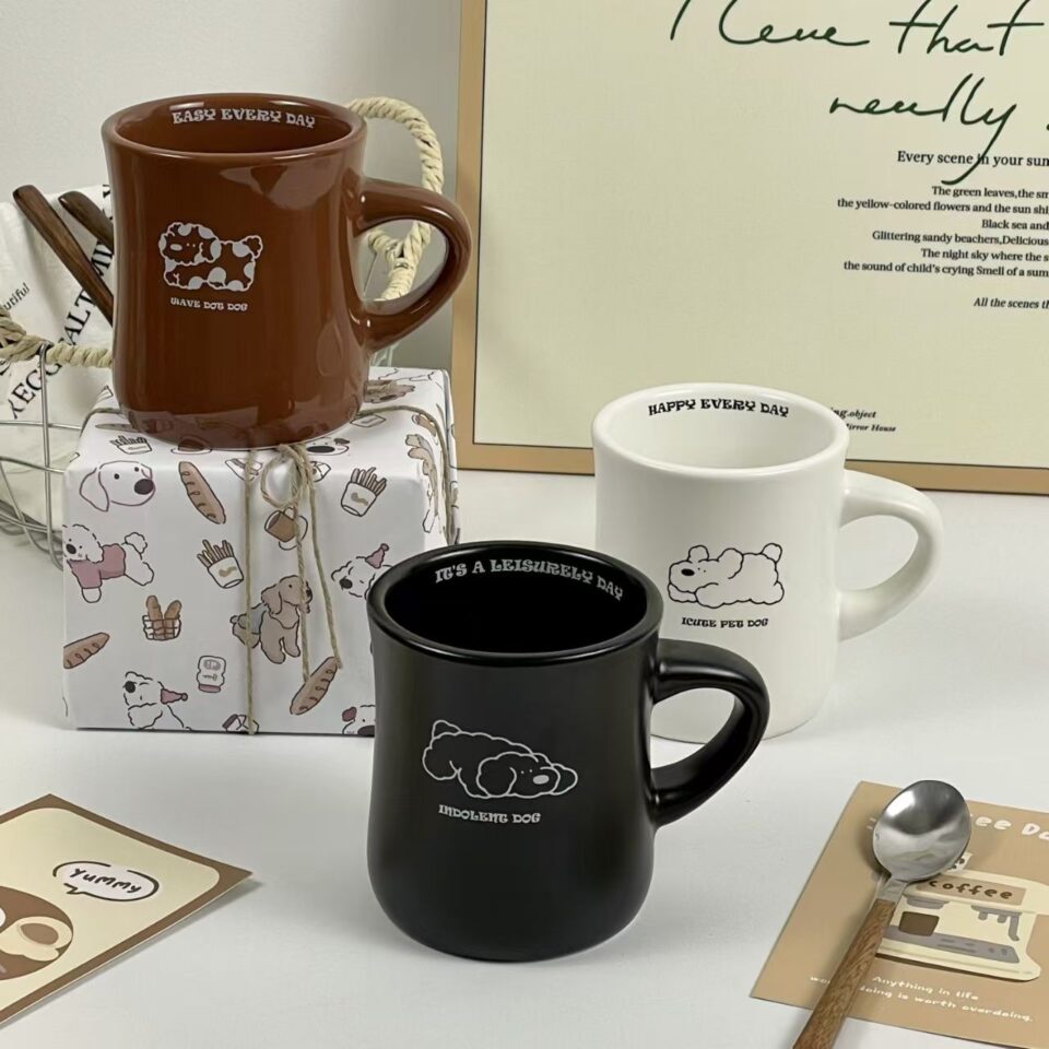 Korean-style frosted puppy ceramic coffee mugs crockery