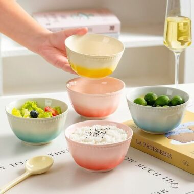 Gradient underglaze ceramic bowls crockery for home use