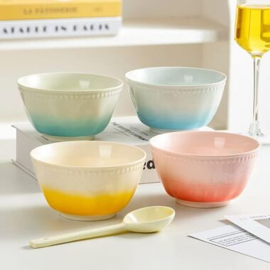 Gradient underglaze ceramic bowls crockery for home use