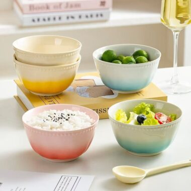 Gradient underglaze ceramic bowls crockery for home use