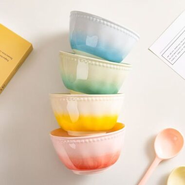 Gradient underglaze ceramic bowls crockery for home use