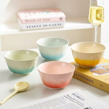 Gradient underglaze ceramic bowls crockery for home use