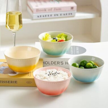 Gradient underglaze ceramic bowls crockery for home use