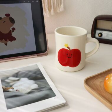 Hand-painted cute flower apple ceramic mugs crockery