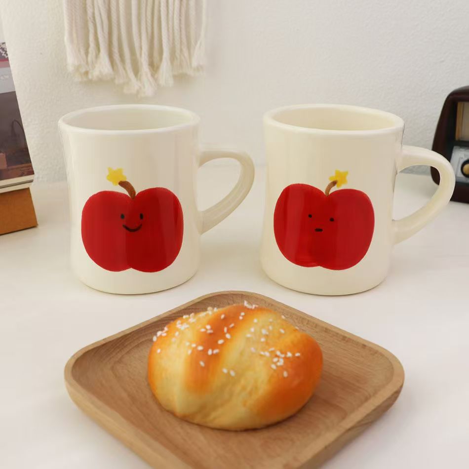 Hand-painted cute flower apple ceramic mugs crockery