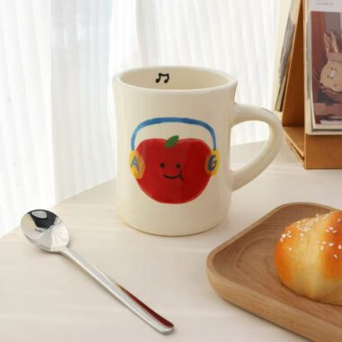 Hand-painted cute flower apple ceramic mugs crockery