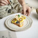 Irregular vintage ribbed ceramic plates & dishes crockery