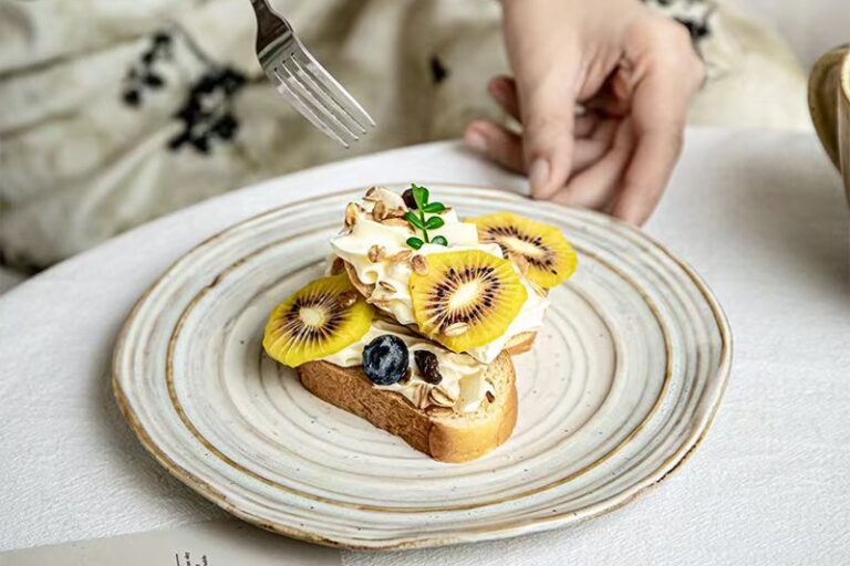 Irregular vintage ribbed ceramic plates & dishes crockery