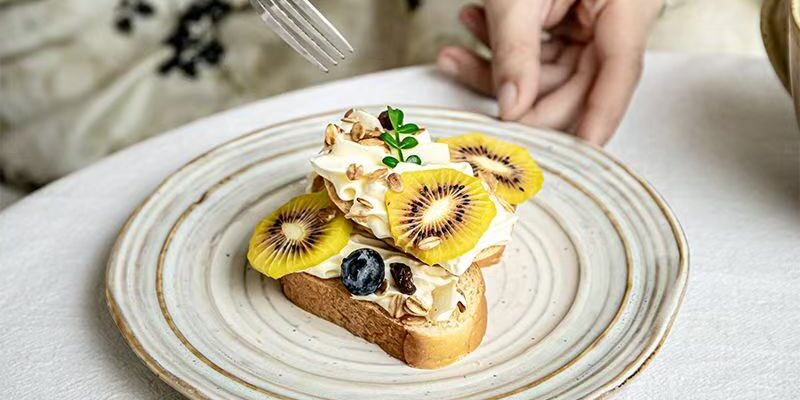 Irregular vintage ribbed ceramic plates & dishes crockery