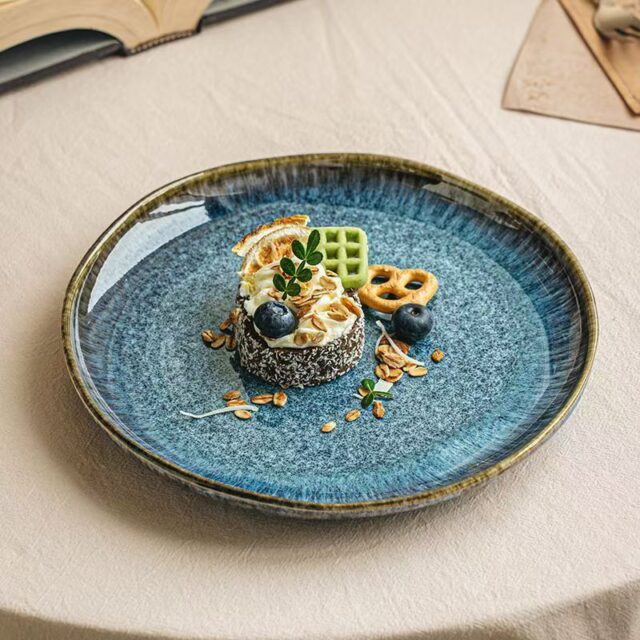 Japanese irregular ceramic steak plates & dishes crockery