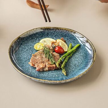 Japanese irregular ceramic steak plates & dishes crockery