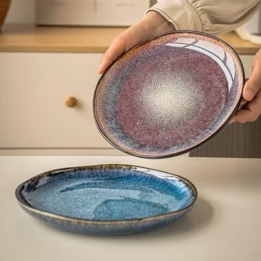Japanese irregular ceramic steak plates & dishes crockery