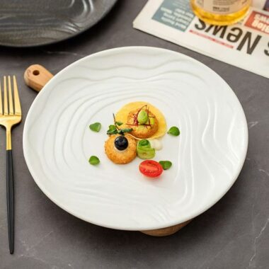 Matte wave-texture ceramic plates & dishes crockery