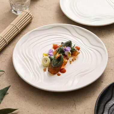 Matte wave-texture ceramic plates & dishes crockery