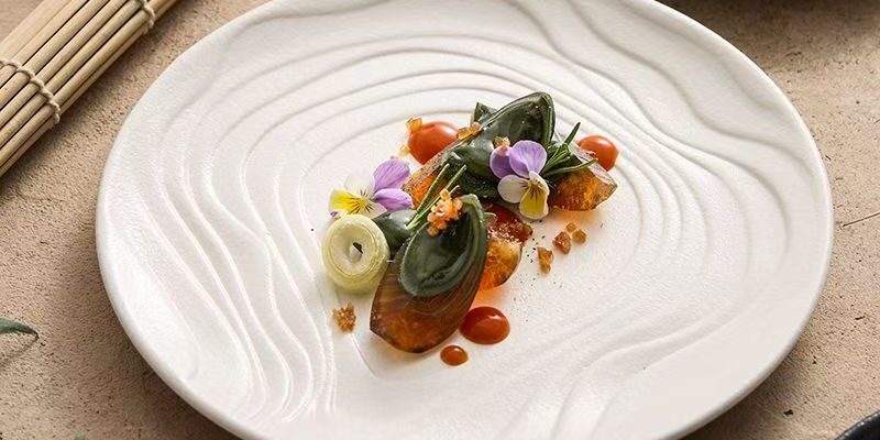 Matte wave-texture ceramic plates & dishes crockery