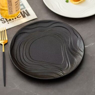 Matte wave-texture ceramic plates & dishes crockery