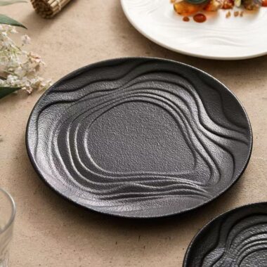 Matte wave-texture ceramic plates & dishes crockery