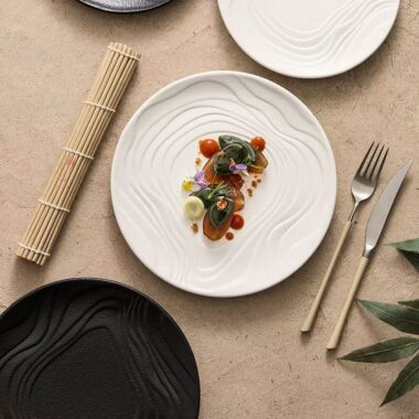 Matte wave-texture ceramic plates & dishes crockery