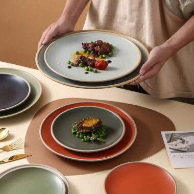Matte ceramic steak pasta salad plates & dishes crockery
