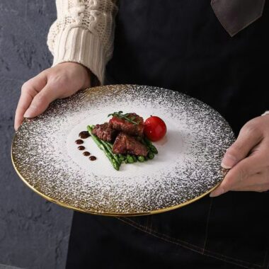 Nordic gold stone matte steak plates & dishes crockery