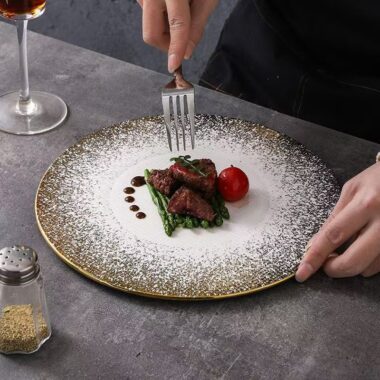 Nordic gold stone matte steak plates & dishes crockery