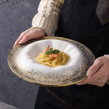 Nordic gold stone matte steak plates & dishes crockery