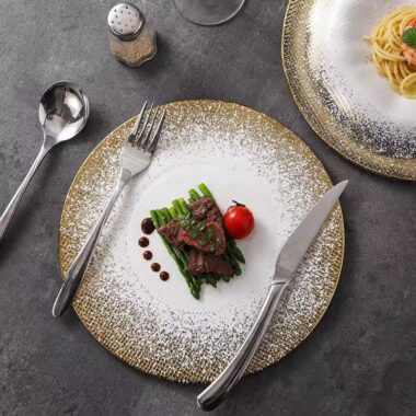 Nordic gold stone matte steak plates & dishes crockery